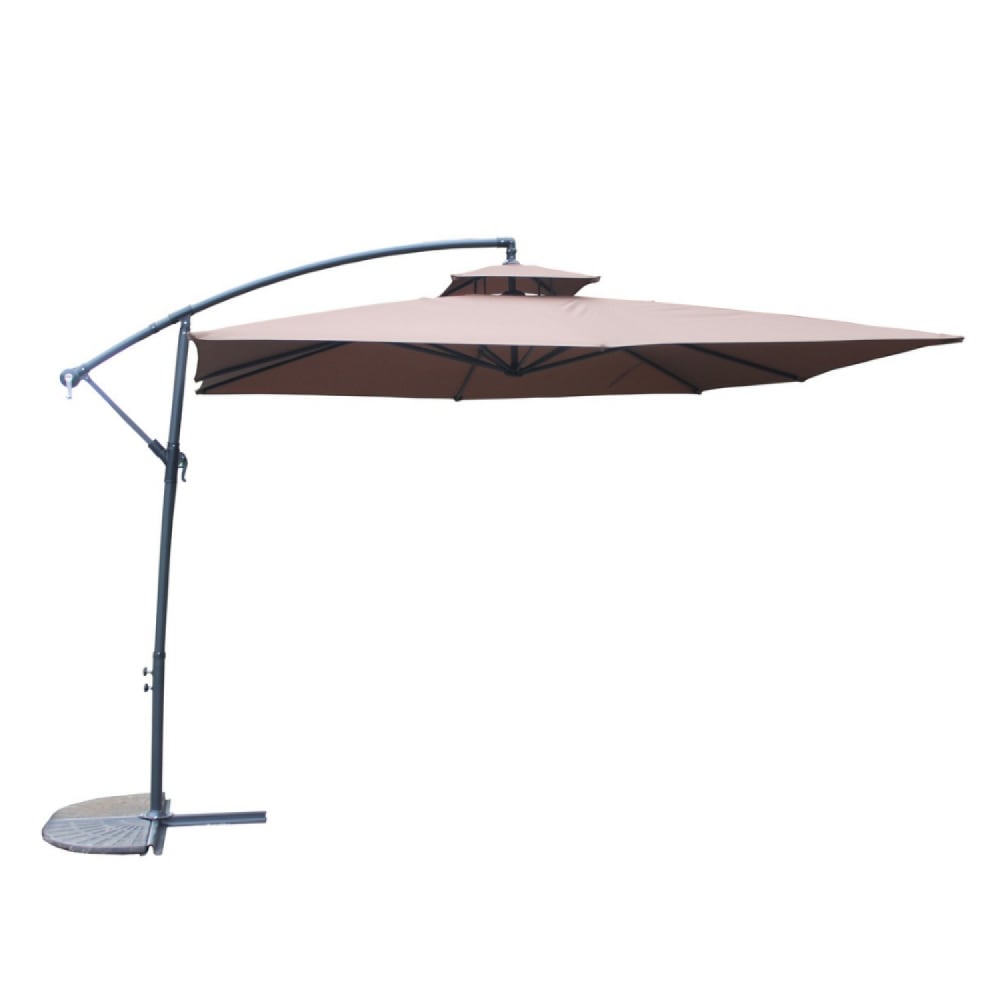 Parasol marron déporté rond 2,95 x 2,95 m