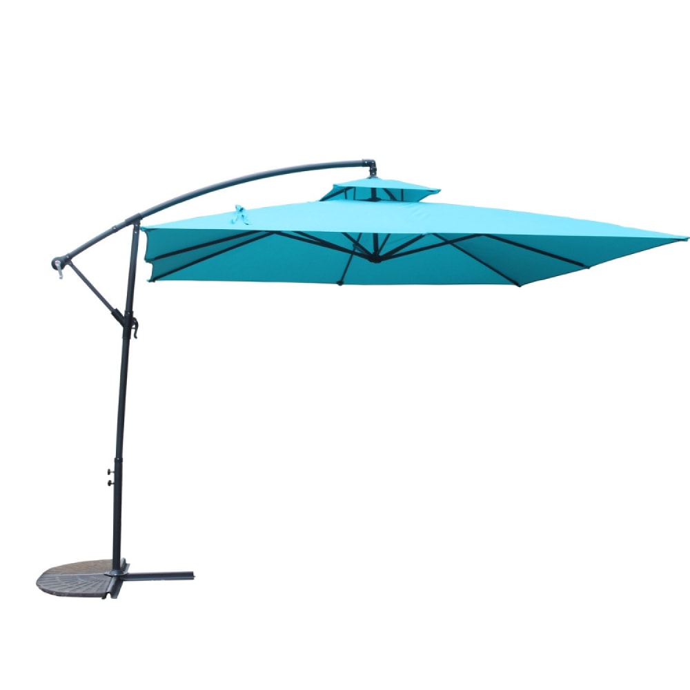 Parasol bleu déporté rond 2,95 x 2,95 m