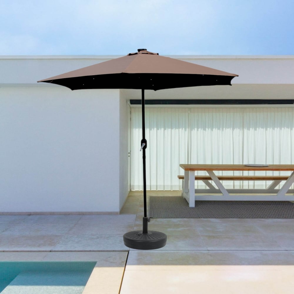 Parasol marron rond 2,66 x 2,66 m led - Maisons du Monde