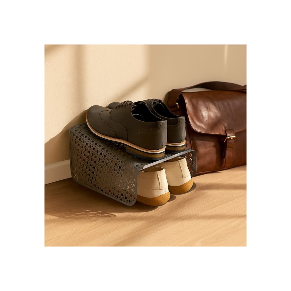 Set mit 6 schwarzen Schuhregalen aus Metall, 25 x 28 x 18 cm -