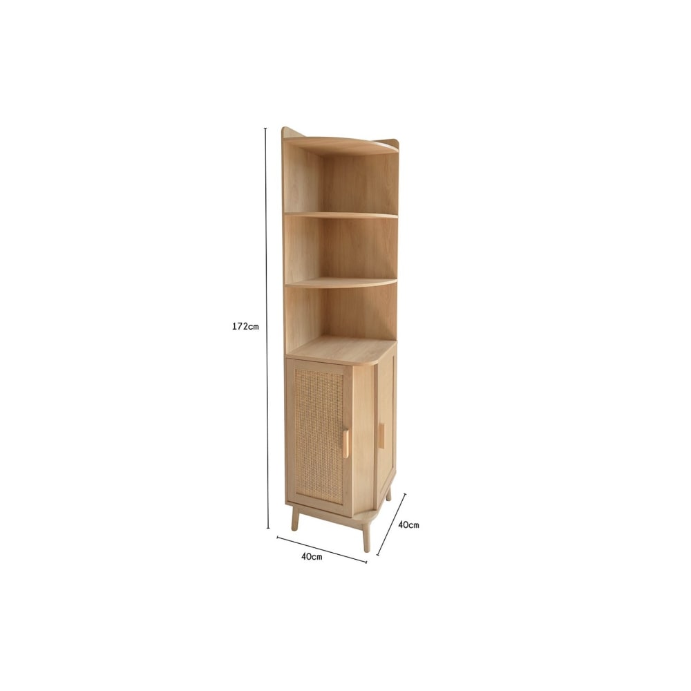 Meuble d'angle bois cannage 40 x 40 x 172 cm