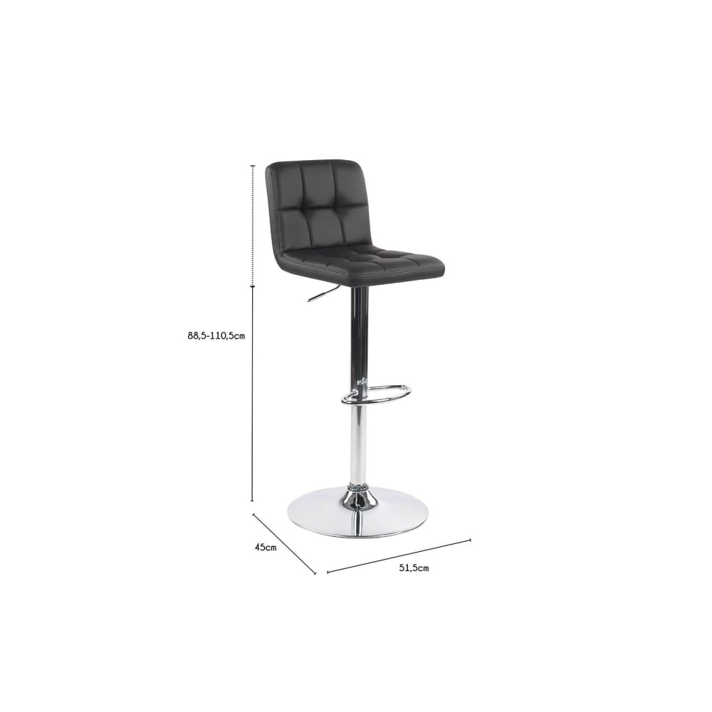 Lot de 2 tabourets de bar en simili cuir noir 45 x 51 x 88 cm