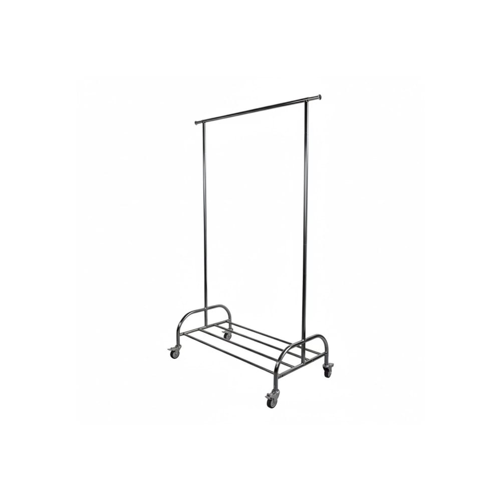 Portant vêtements roulettes métal gris argenté 108-168 x 53 x 181 cm