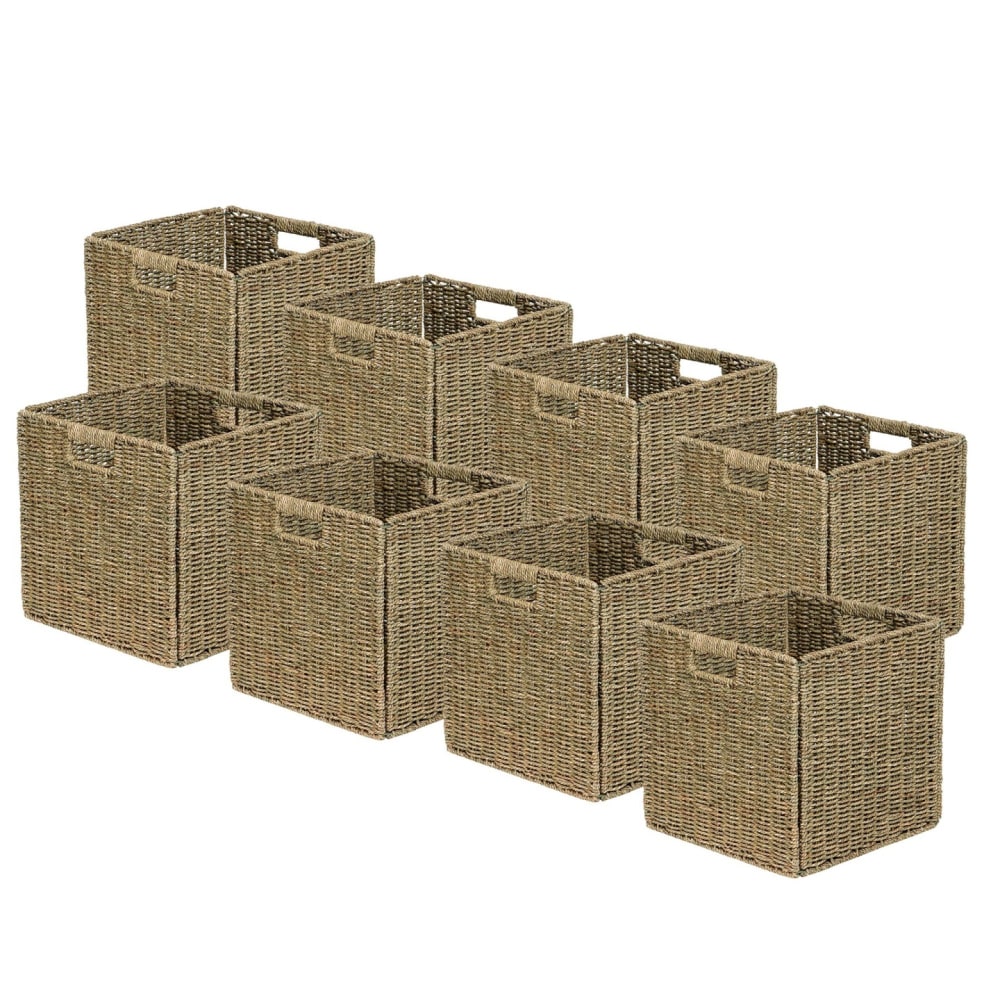 Lot de 8 paniers pliables - jonc mer
