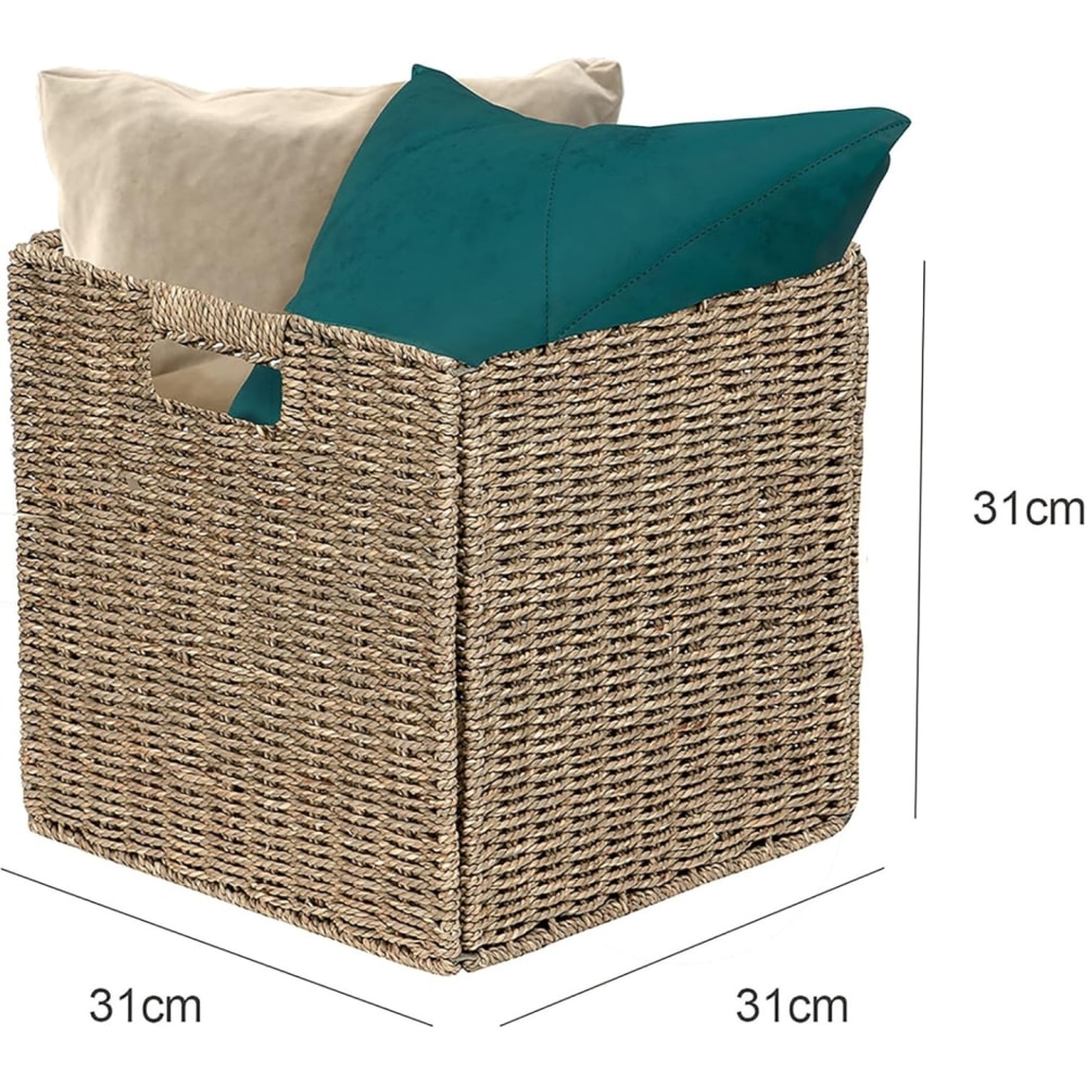 Set aus 4 faltbaren Körben aus natürlichem Seegras, 31 x 31 x 31