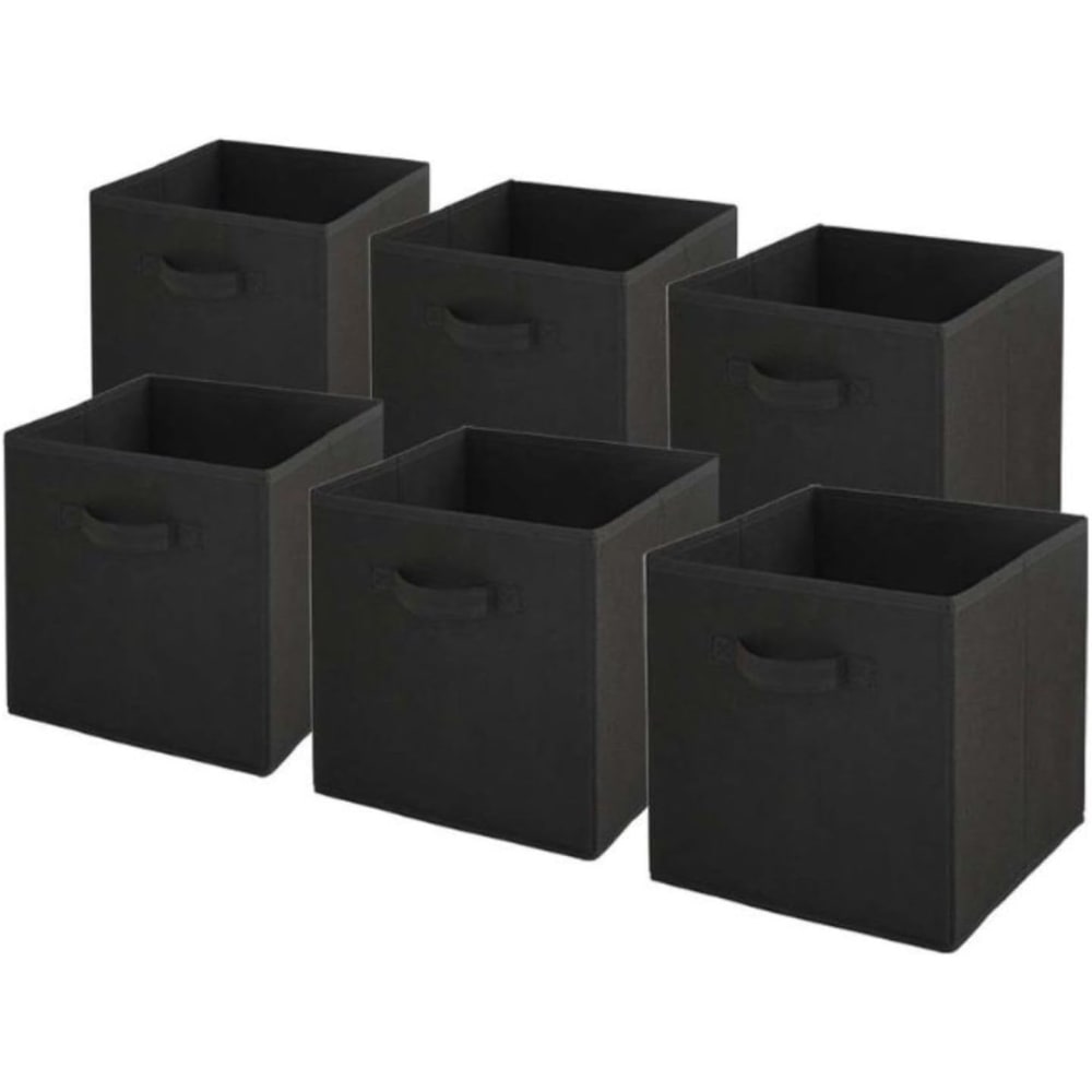 Box & beyond Set mit 6 faltbaren schwarzen Stoffkörben, 27 x 27 x 27 cm style modern - Stoff