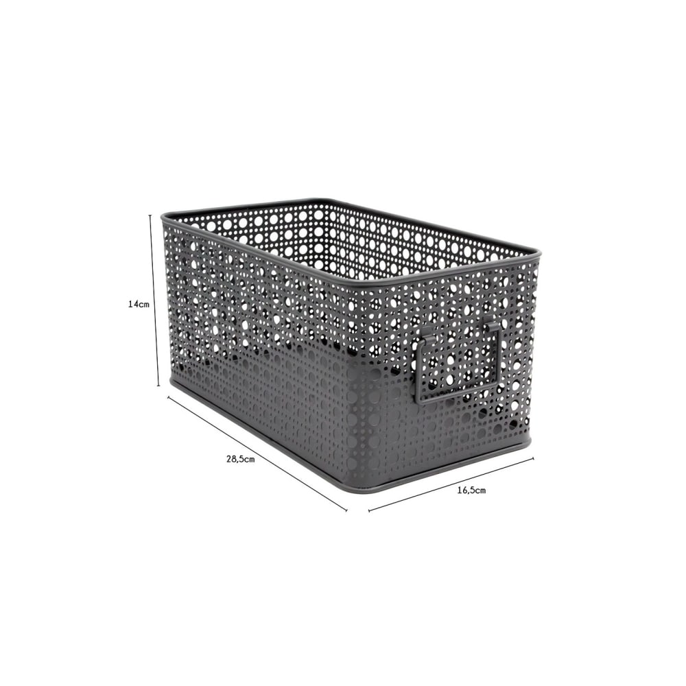 Set mit 4 grauen Aufbewahrungskörben aus Metall, 16,5 x 28,5 x 14
