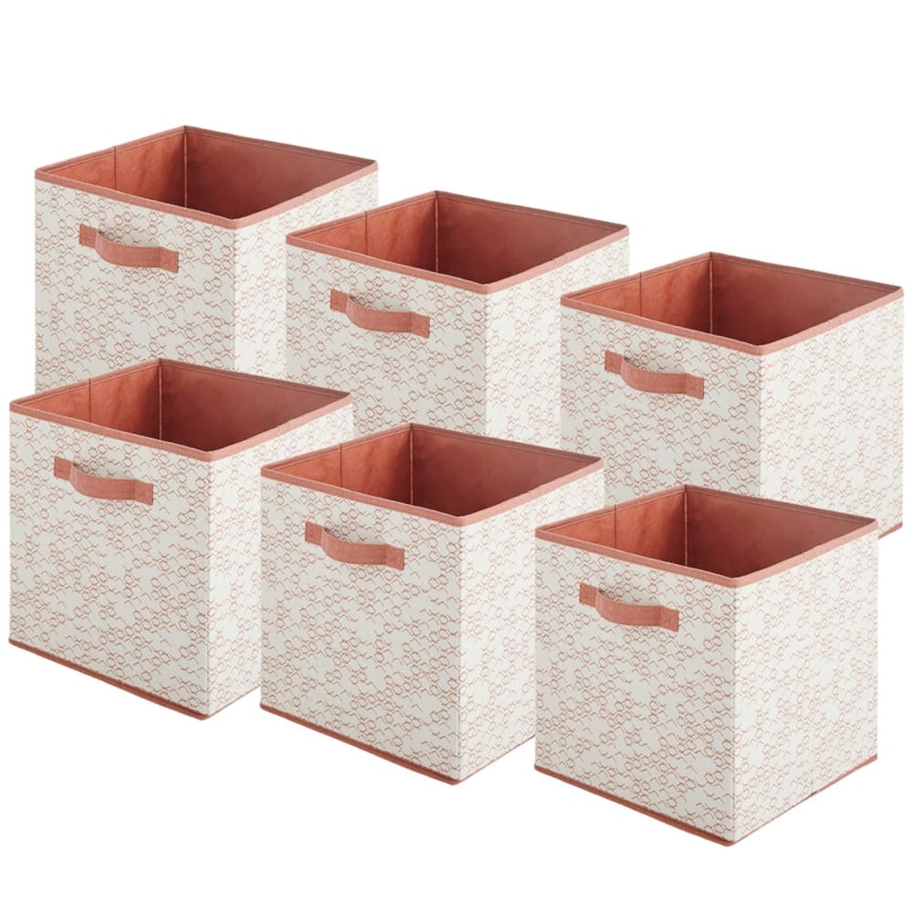 Box & beyond Set 6 faltbaren Körben aus weiß-terrakottafarbenem Stoff, 31x31x31 cm style modern - Stoff