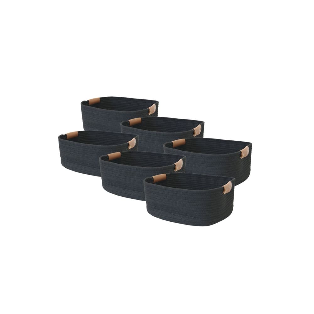 Box & beyond Set mit 6 schwarzen Aufbewahrungskörben aus Baumwolle, 37 x 33 x 15 cm style modern - Baumwolle