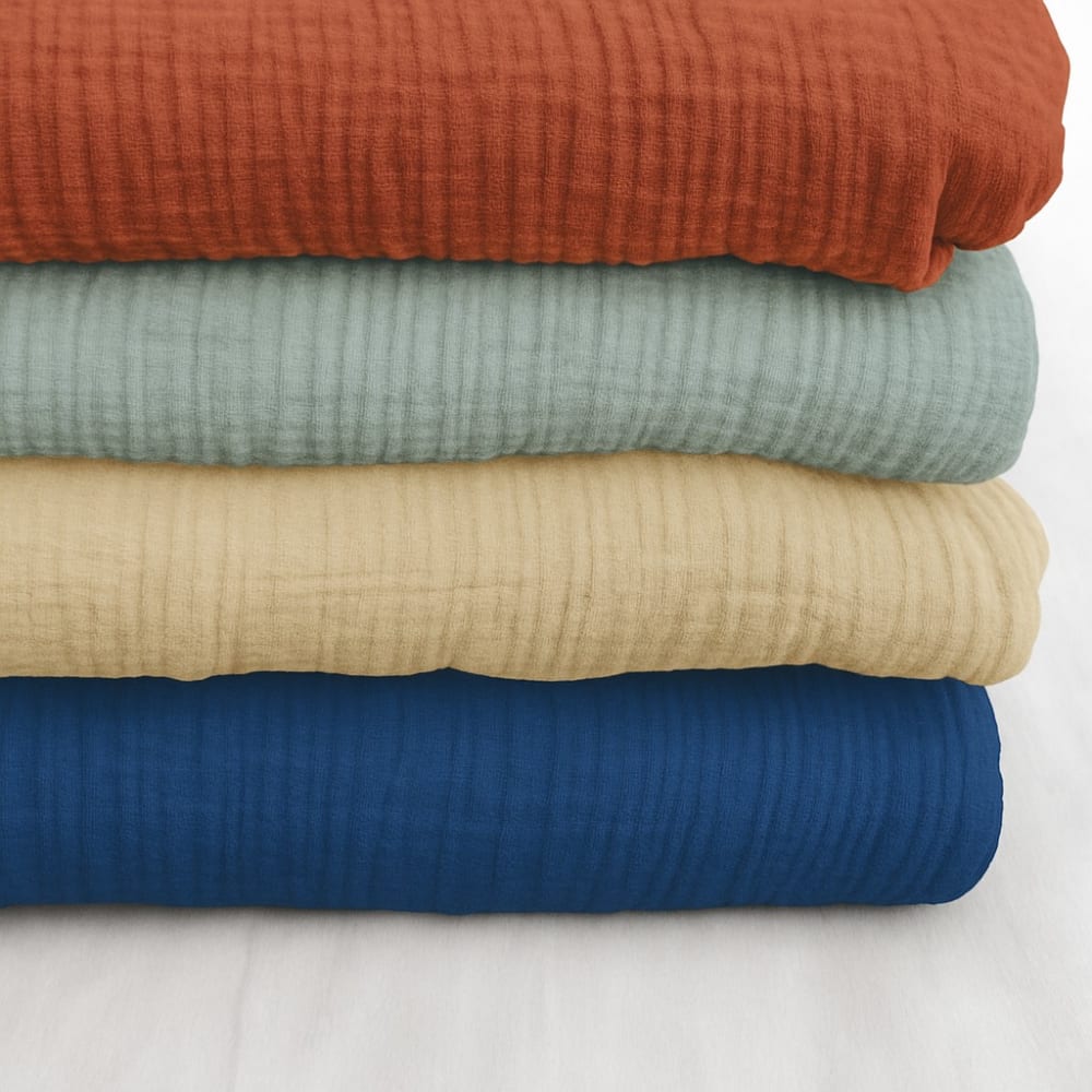 Drap housse gaze de coton bleu 180x200 cm — vue 4