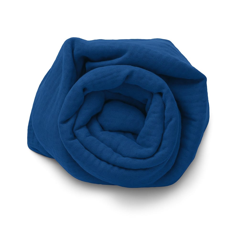 Drap housse gaze de coton bleu 160x200 cm