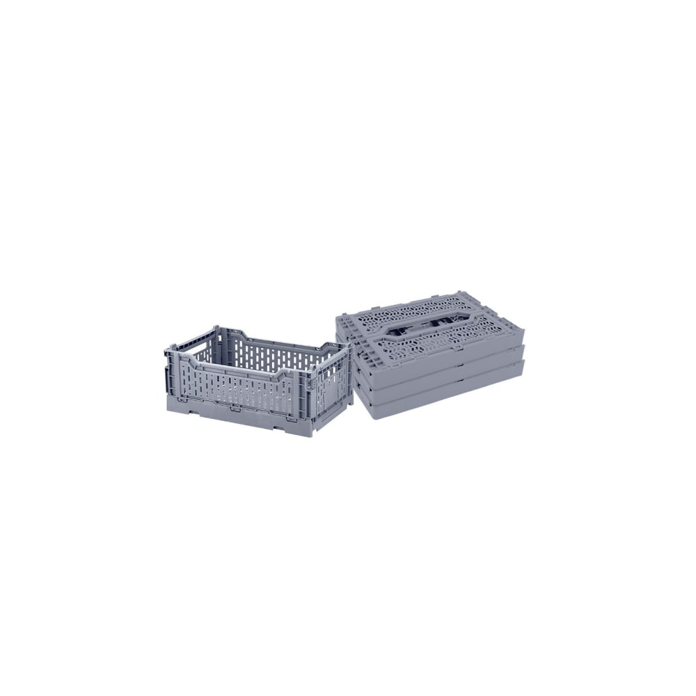 juego de 4 cajas plegables de plastico gris 27 x 17 x 105 cm