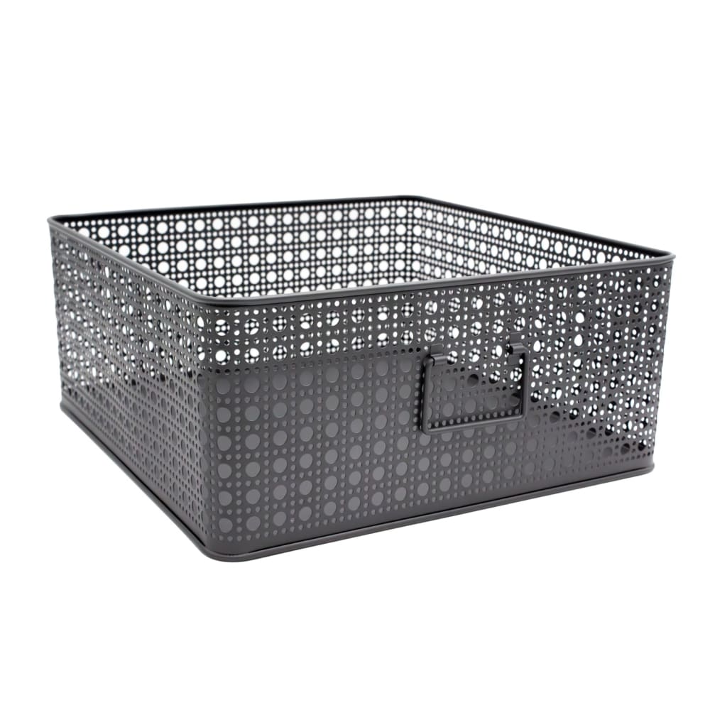 Panier de rangement en métal gris 32 x 32 x 14 cm Panier de rangement en métal gris 32 x 32 x 14 cm