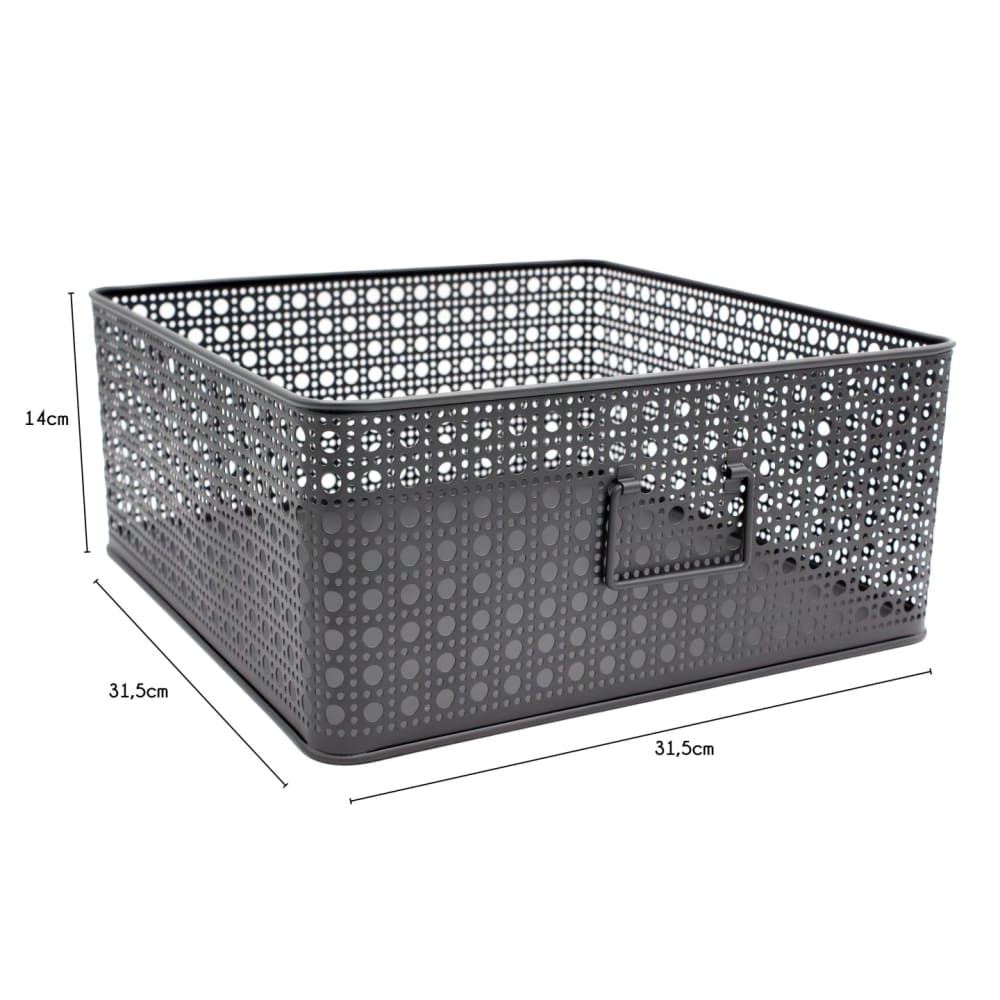 Aufbewahrungskorb aus grauem Metall 32x32x14cm - Maisons Du Monde