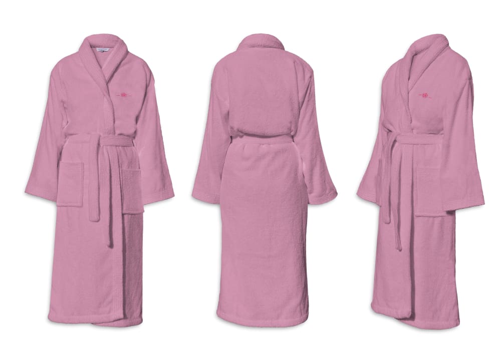 Peignoir mixte éponge col châle uni rose 500 g/m²