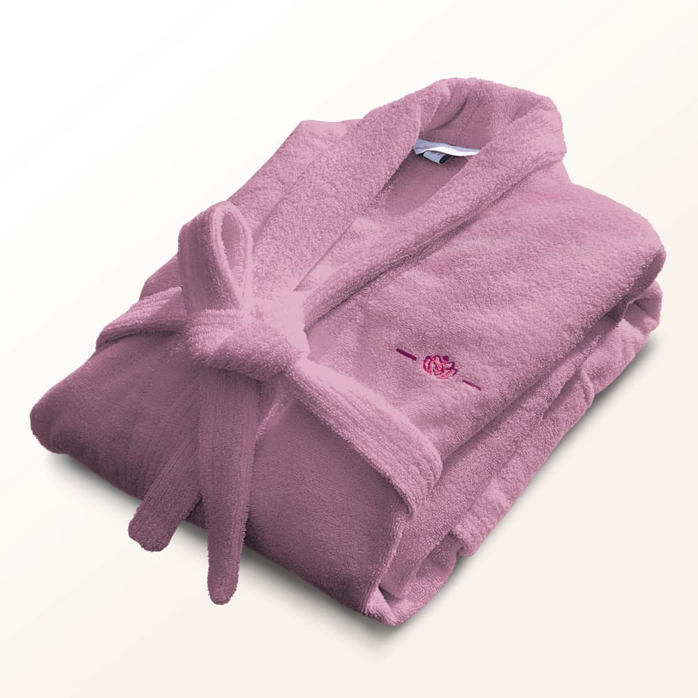 Peignoir mixte éponge col châle uni rose 500 g/m² - Maisons du Monde