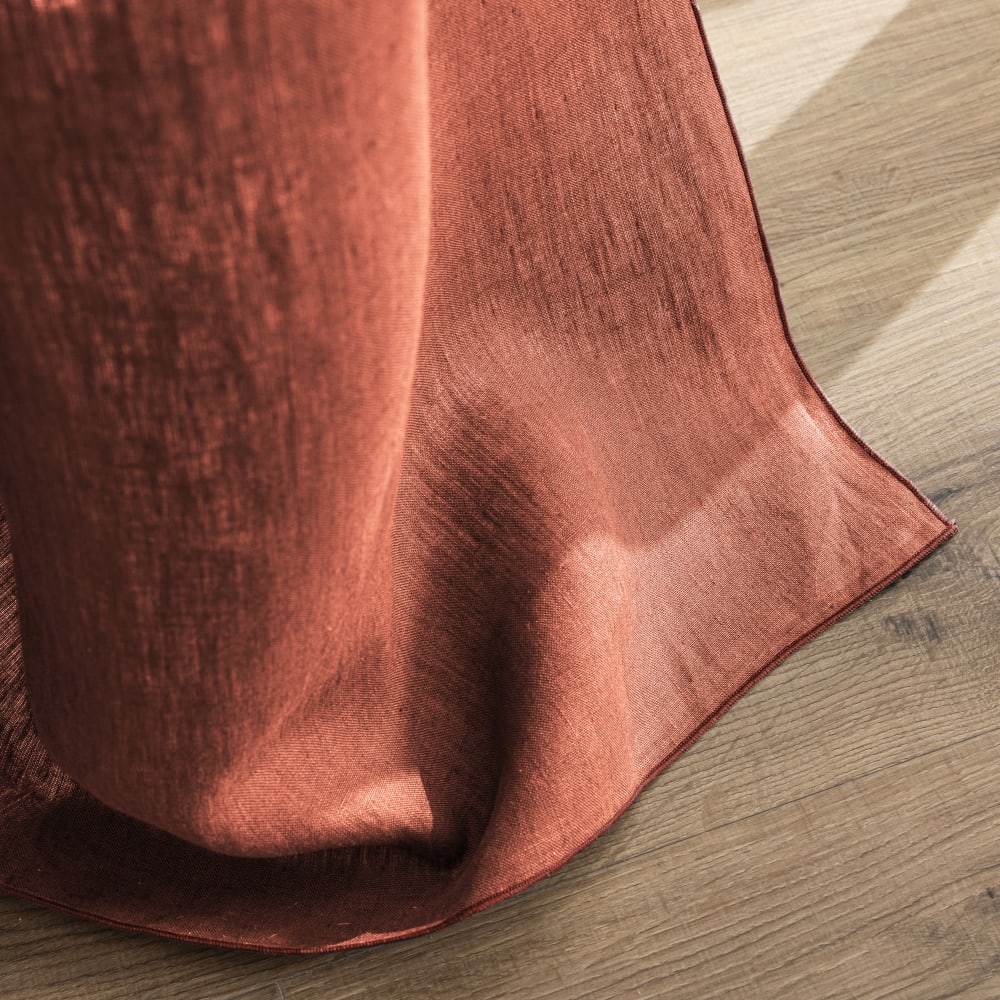 Rideau à œillets en pur lin lavé Rouge sienne 150x280cm - Maisons du Monde