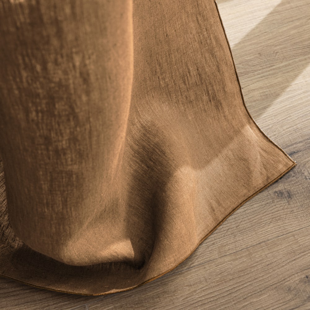 Rideau à œillets en pur lin lavé Cannelle 150x280cm - Maisons du Monde