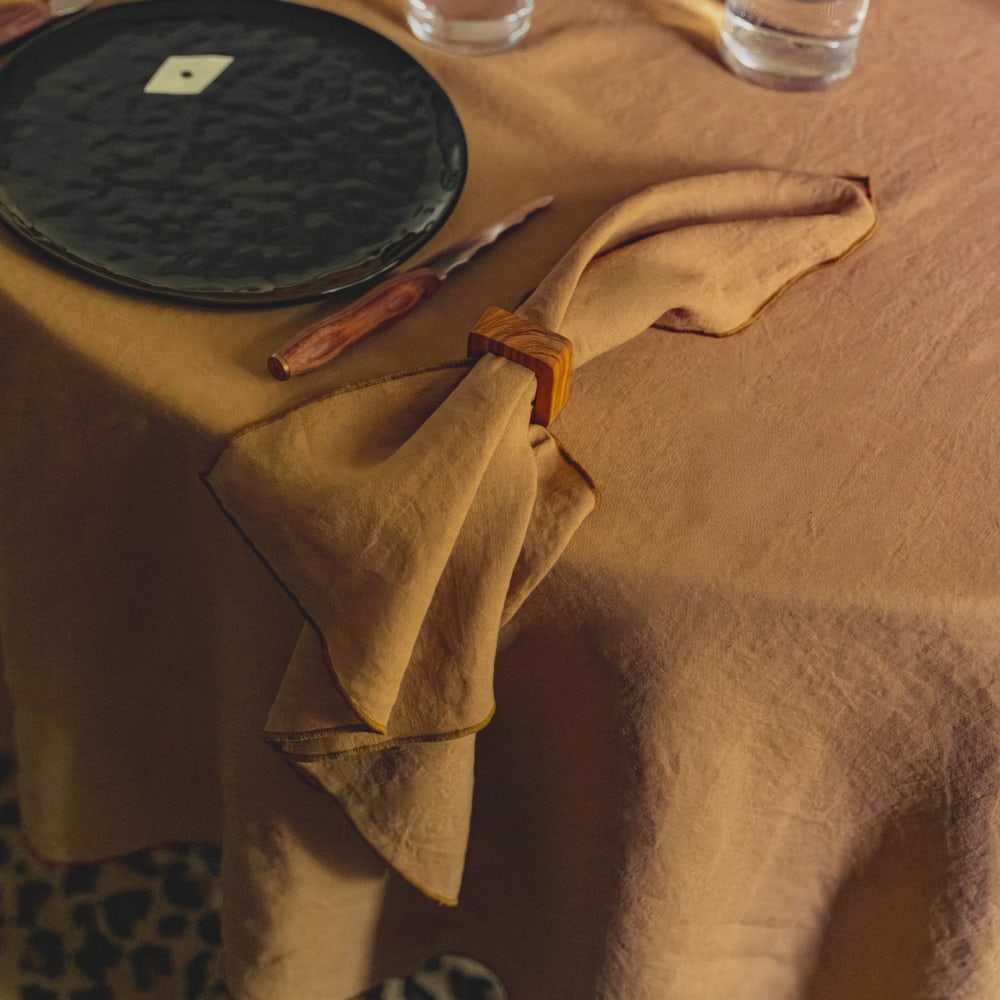 Serviette de table en lin lavé cannelle 45x45cm - lot de 2