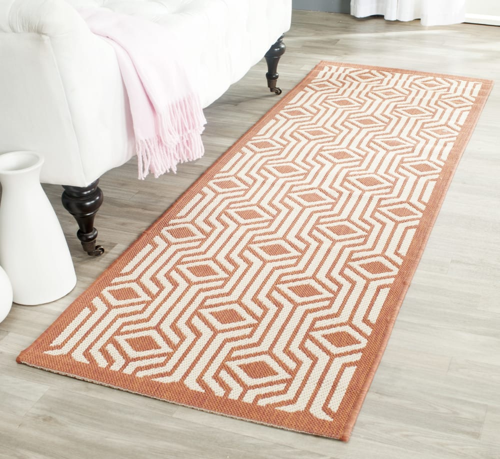 Zeitgenössische Polypropylen-Teppich in Beige/Orange, 69 x 201 cm