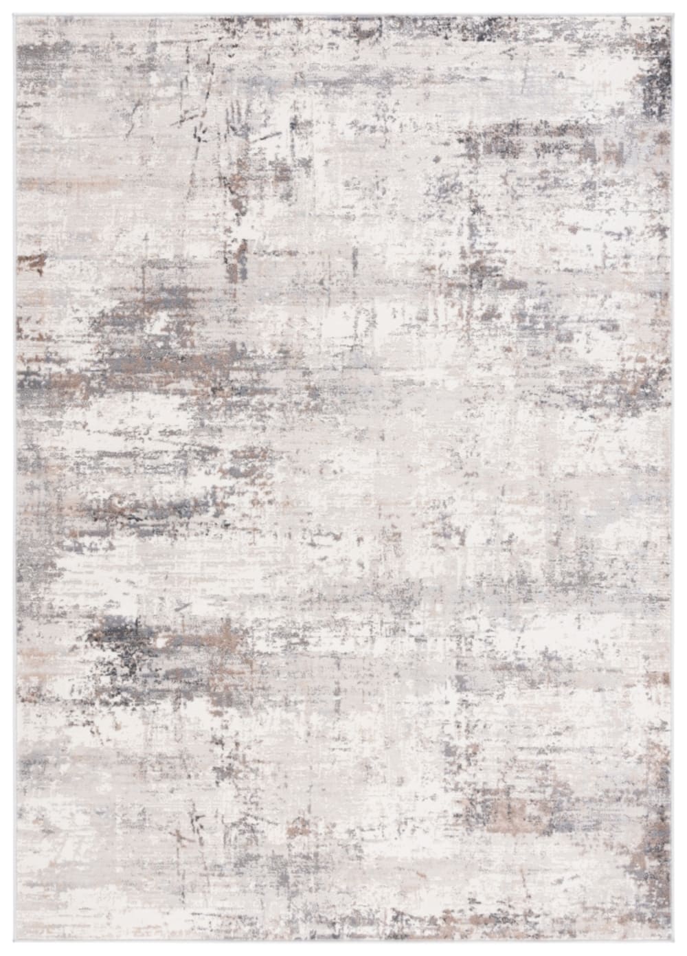 Tapis abstrait moderne en polypropylène blanc/gris, 165 x 231 cm