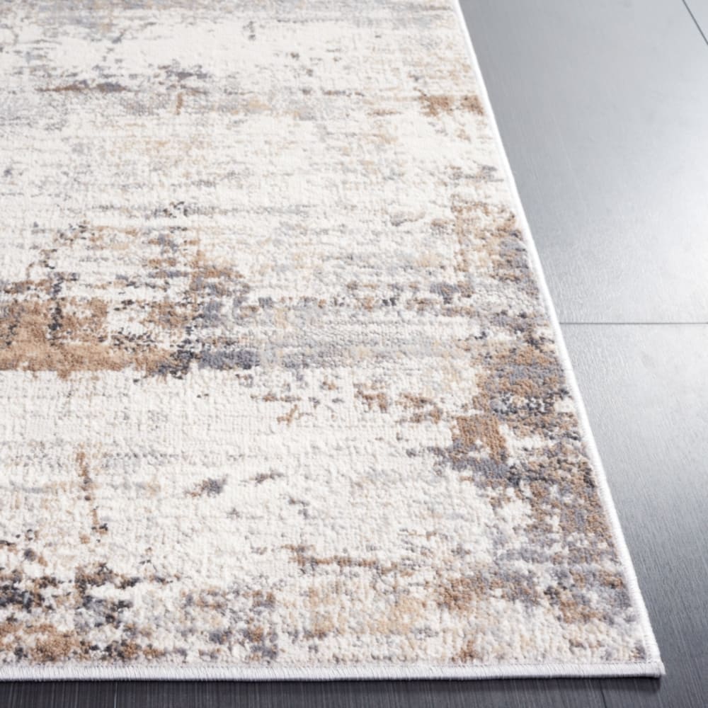 Tapis abstrait moderne en polypropylène blanc/gris, 165 x 231 cm — vue 3