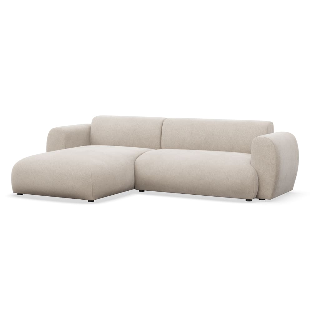 Canapé d angle convertible, tissu chenille, gauche, beige