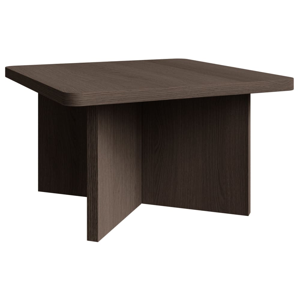 Table basse 60 cm, carrée avec piètement en croix, finition frêne brun Table basse 60 cm, carrée avec piètement en croix, finition frêne brun
