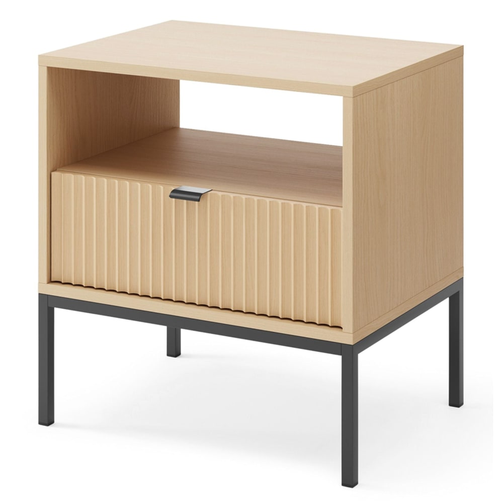 Selsey Nachttisch mit Schublade, Eiche Optik, 54 cm style modern Beige Spanplatte