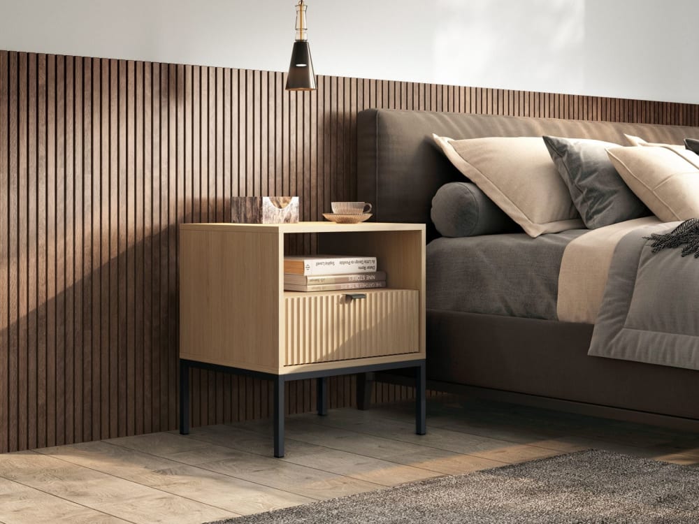 Nachttisch mit Schublade, Eiche Optik, 54 cm - Maisons Du Monde