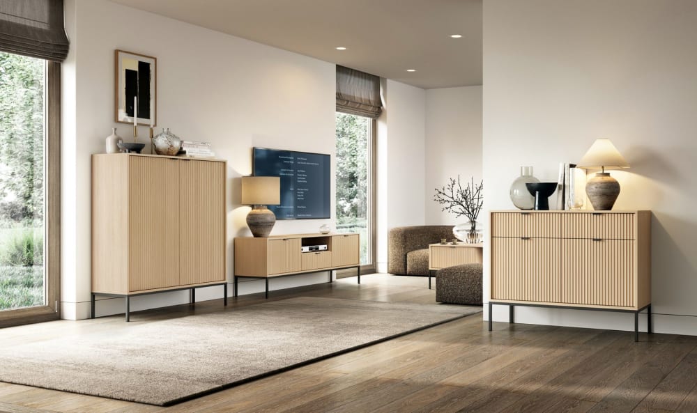 Couchtisch mit Schublade, schwarzes Gestell, Eicheoptik, 104 x 68
