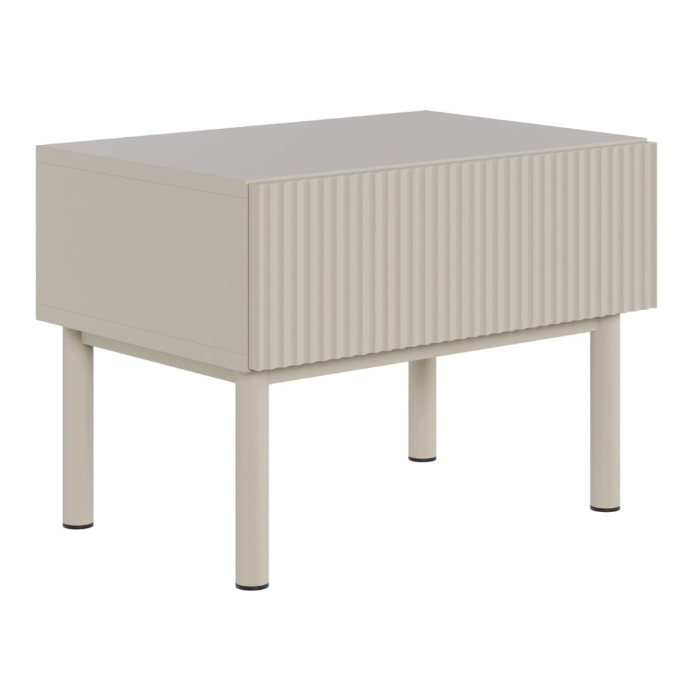 Table de chevet avec façade à rainures et tiroir, grège, 50 cm Table de chevet avec façade à rainures et tiroir, grège, 50 cm