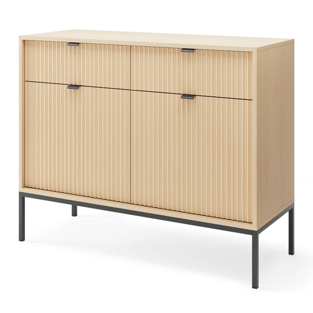 Selsey Sideboard 2-türig, Eiche Vicenza Optik mit schwarzem Gestell, 104 cm style modern Beige Spanplatte