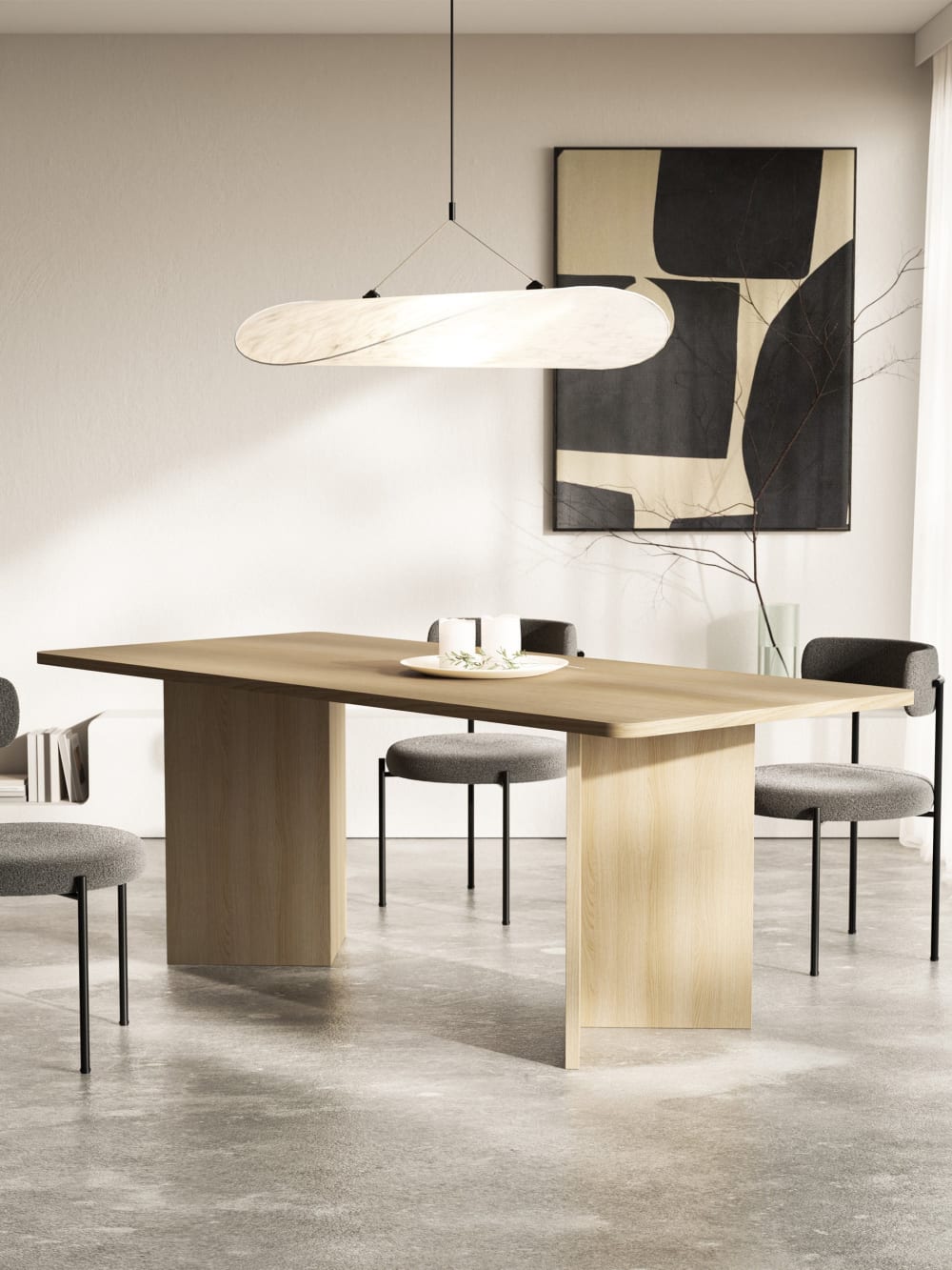 Esstisch 204x90 cm, rechteckig mit Wangengestell, Holzoptik Eiche