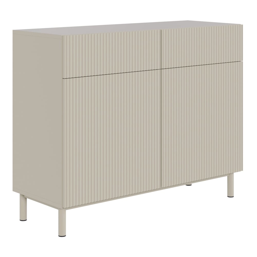 Selsey Sideboard zweitürig mit Rillenfront und 2 Schubladen, Greige, 100 cm style modern Taupe Spanplatte