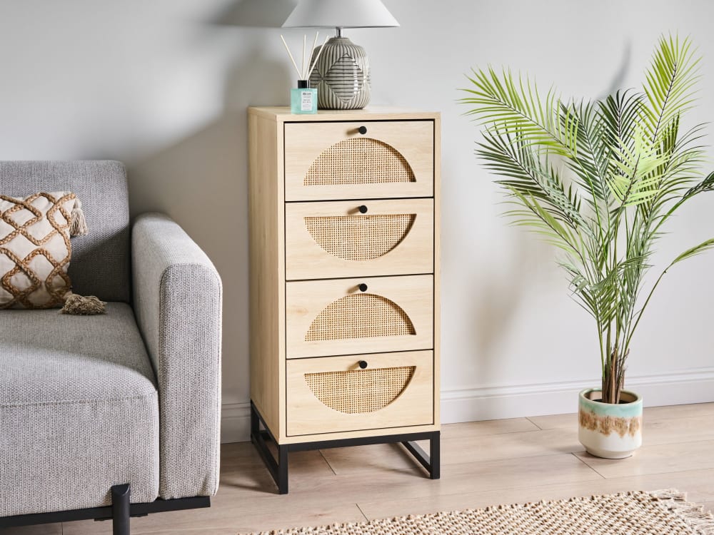 Kommode mit 4 Schubladen aus Holzwerkstoff 90cm, braun - Maisons