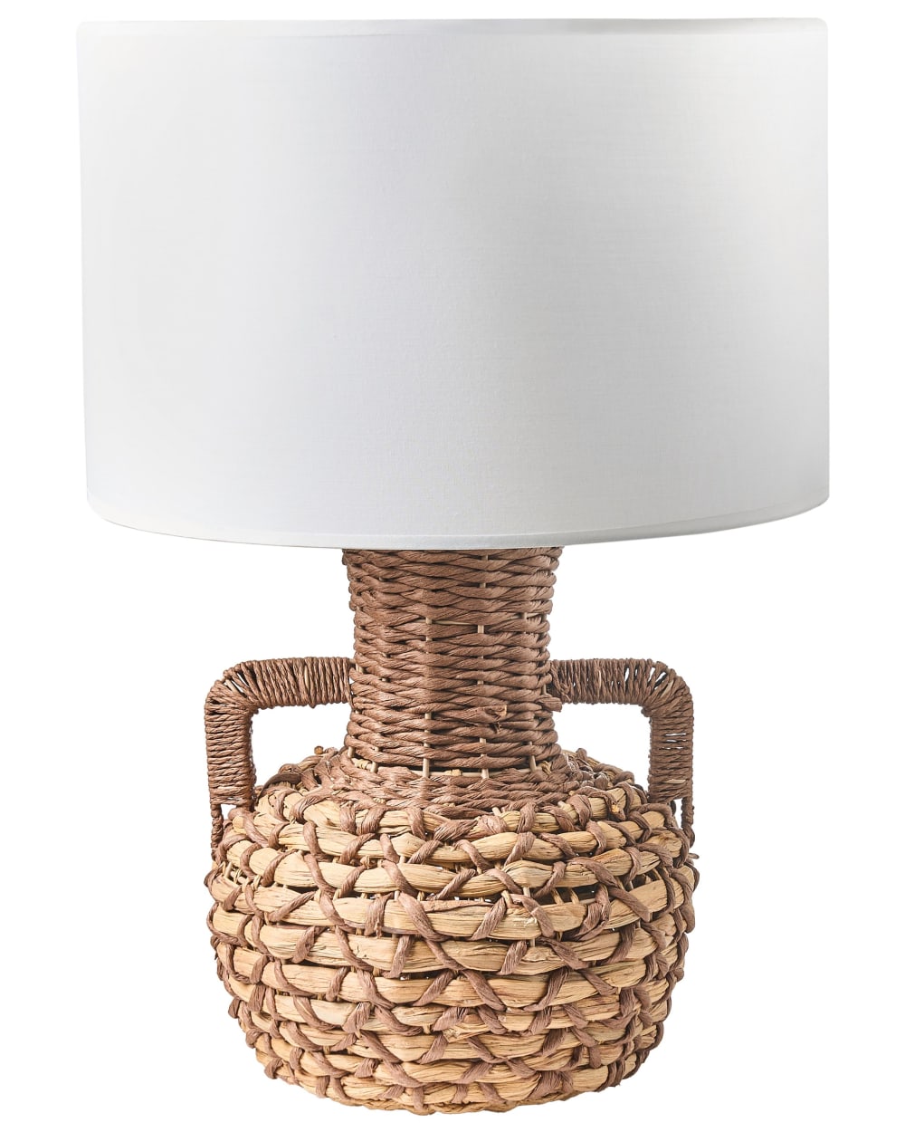Beliani Tischleuchte aus Papierseil 55cm, naturfarben style landhaus Braun Stoff