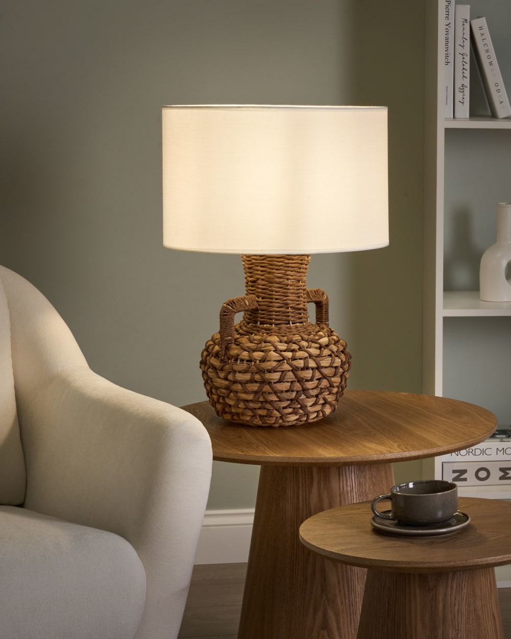Lampe à poser corde en papier naturel — vue 3