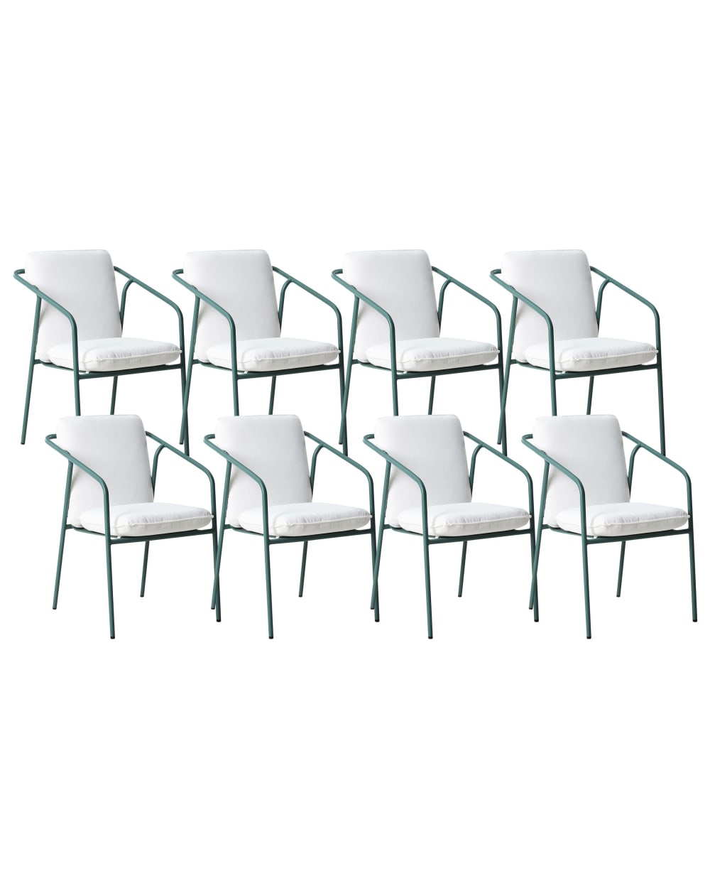 Set Mit 8 StüHlen Und Sitzkissen Aus Metall 86 Cm, GrüN