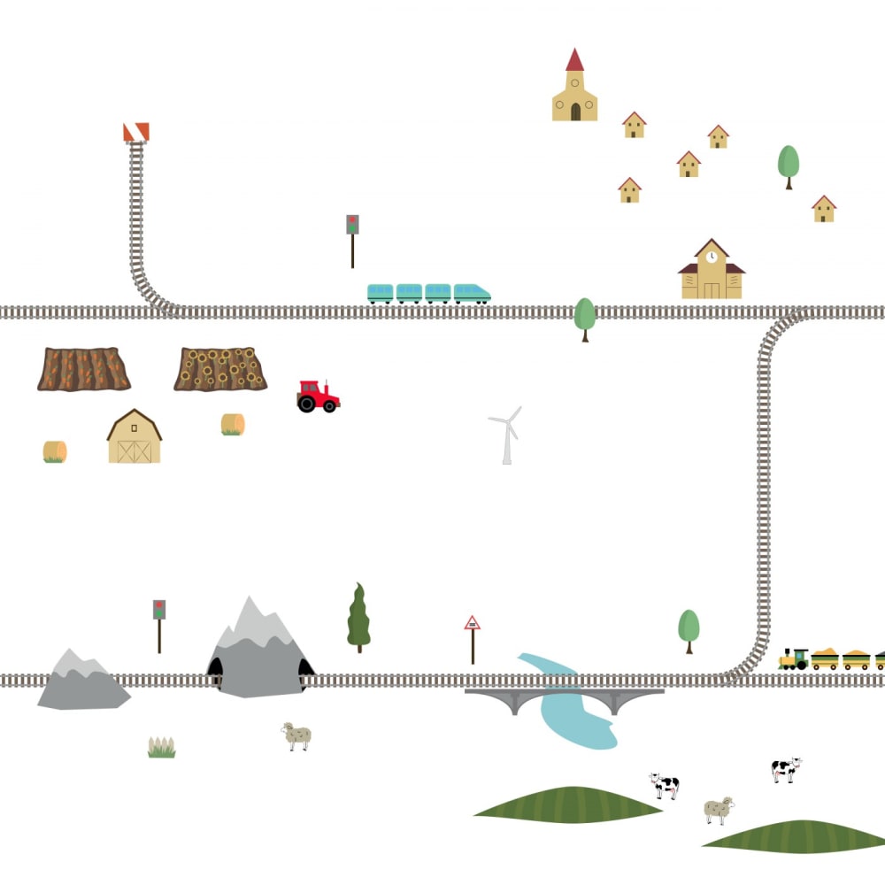 Stickers muraux gre frise enfant voyage en train autocollants