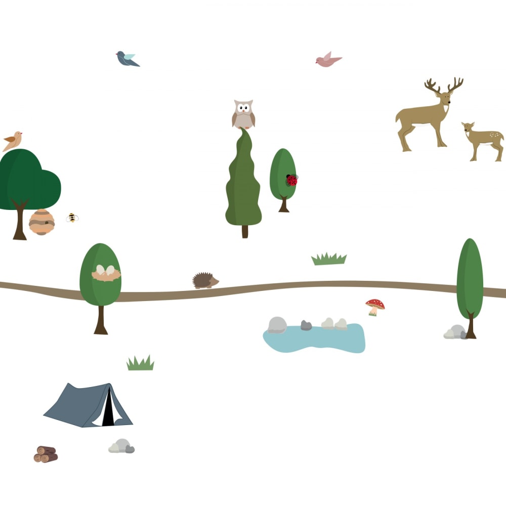 Stickers muraux frise enfant balade en foret autocollants décoratifs