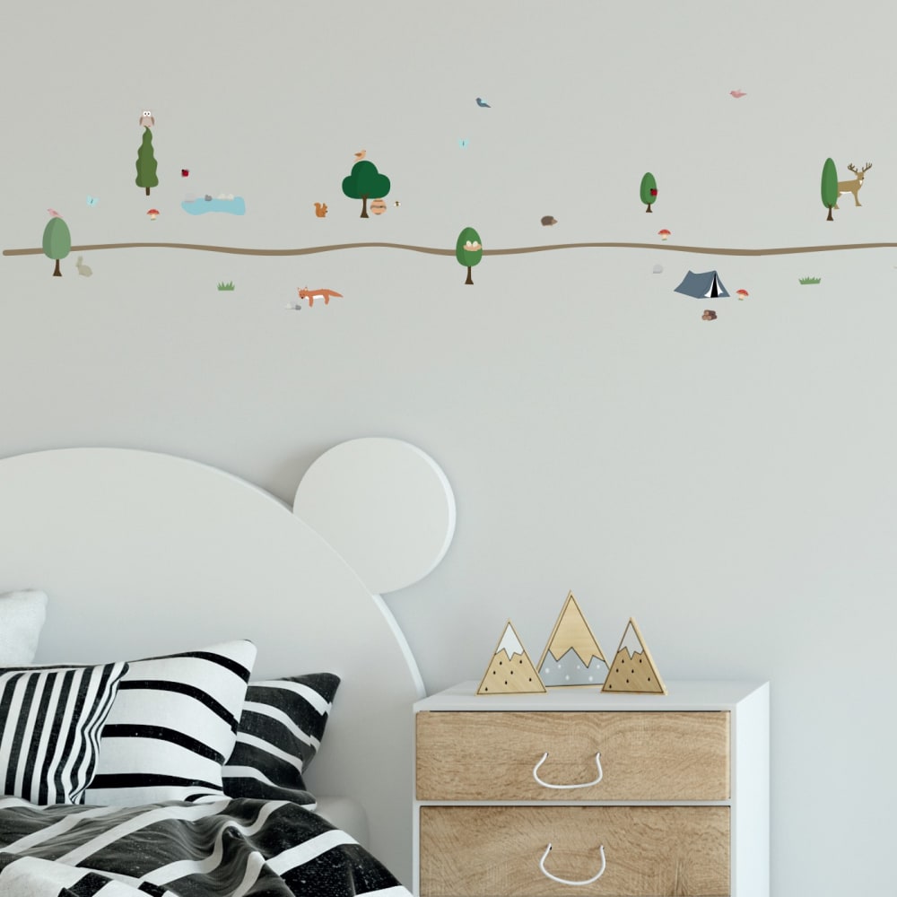 Stickers muraux frise enfant balade en foret autocollants décoratifs - image 3