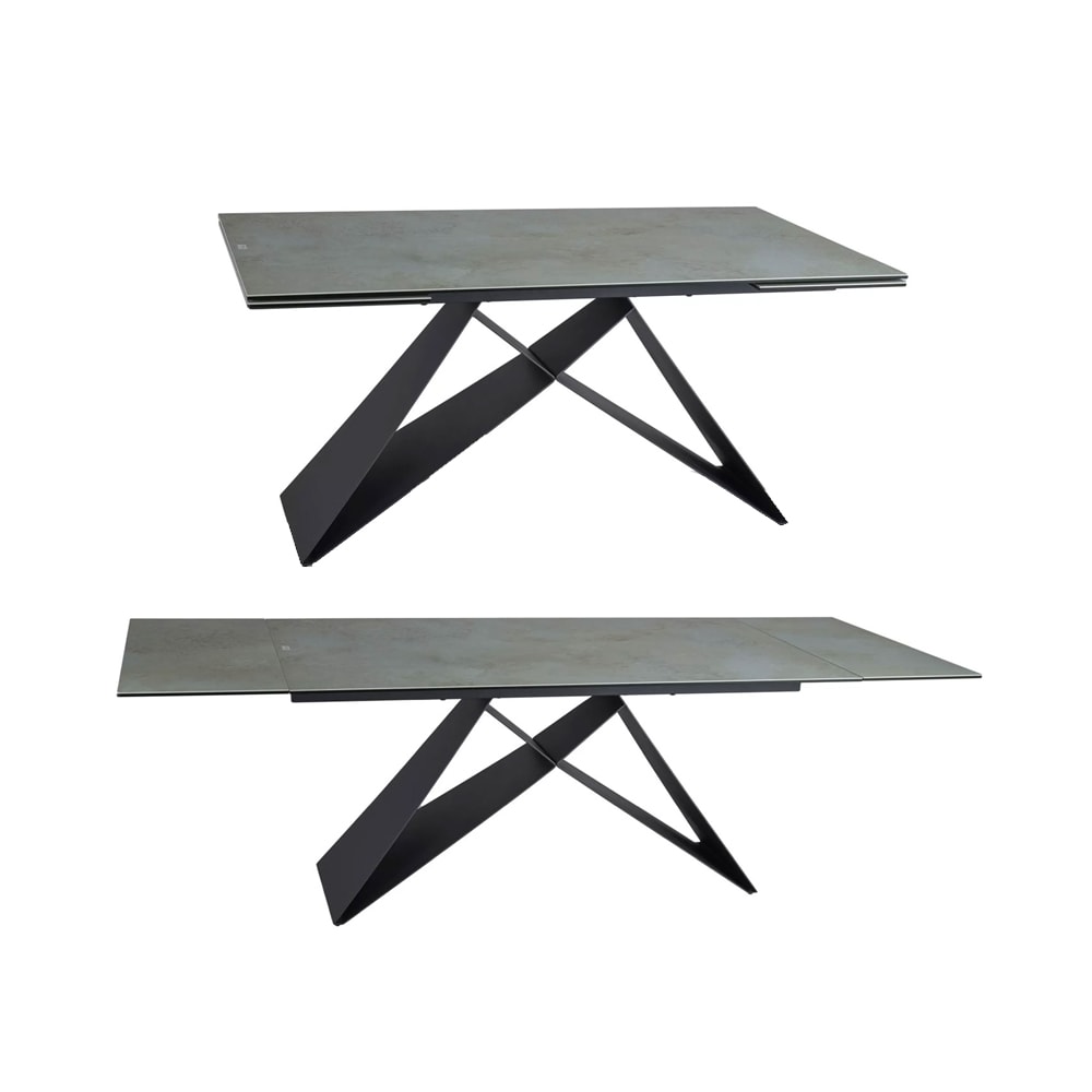 Esstisch ausziehbar aus Metall 160-240x90x77cm, oxidiertes kupfer