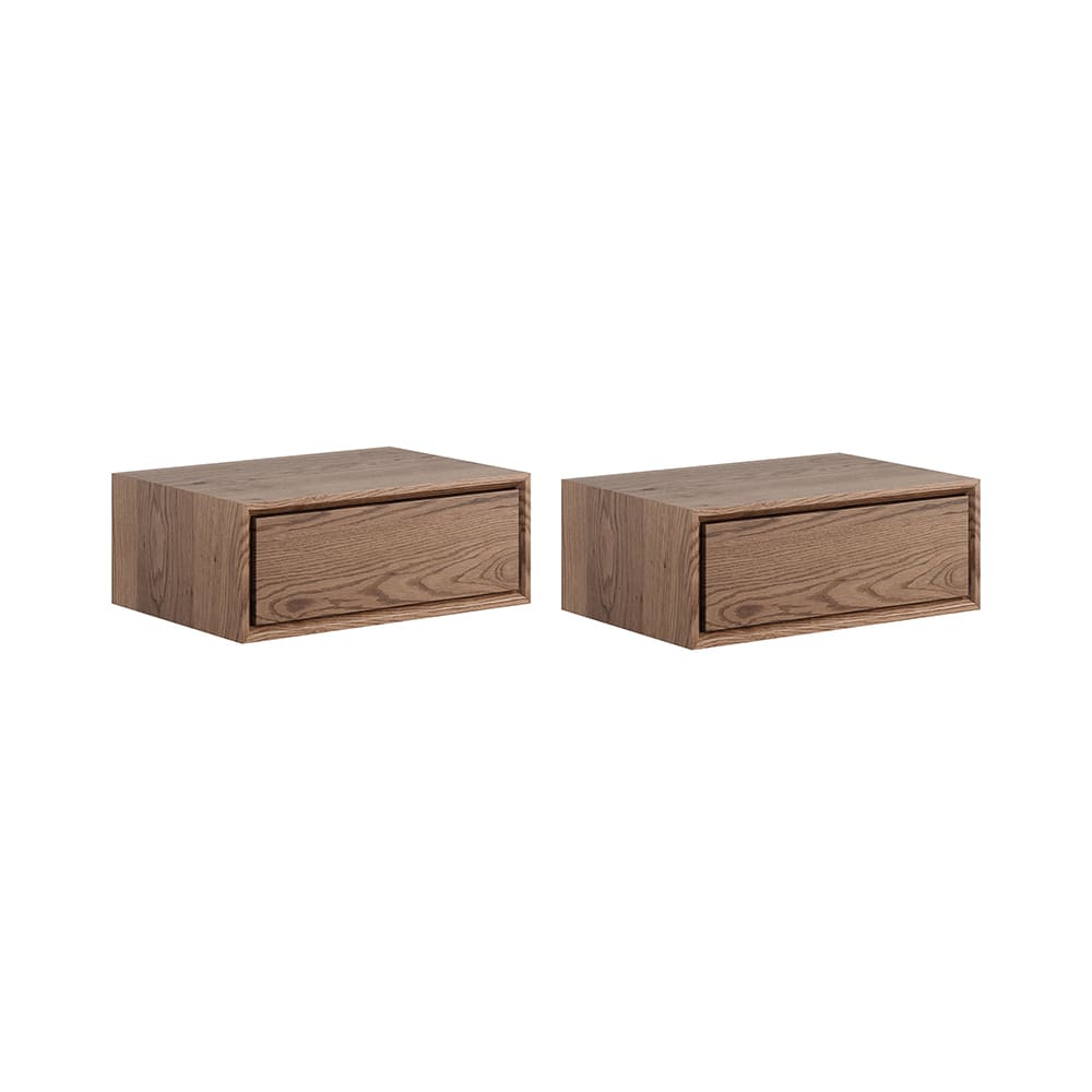 Feldmann-Wohnen Nachtkonsole 2er-Set aus Massivholz, 50x35x19cm, smoke Wildeiche style modern Braun