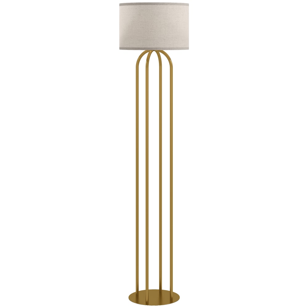 Homcom Wohnzimmer-Standleuchte mit Leinen-Schirm in Gold & Beige style modern Gold Metall