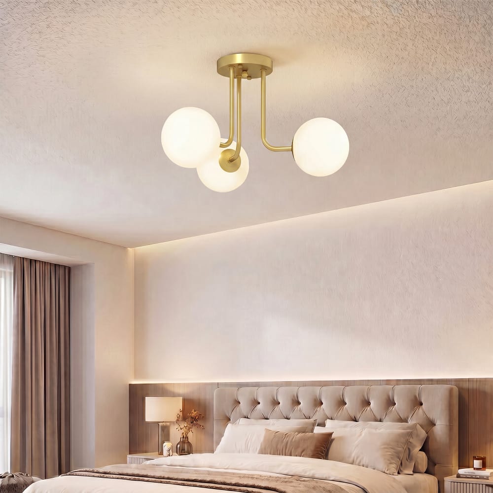 Plafonnier led 3 lumières avec douilles g9 métal et plastique doré — vue 3