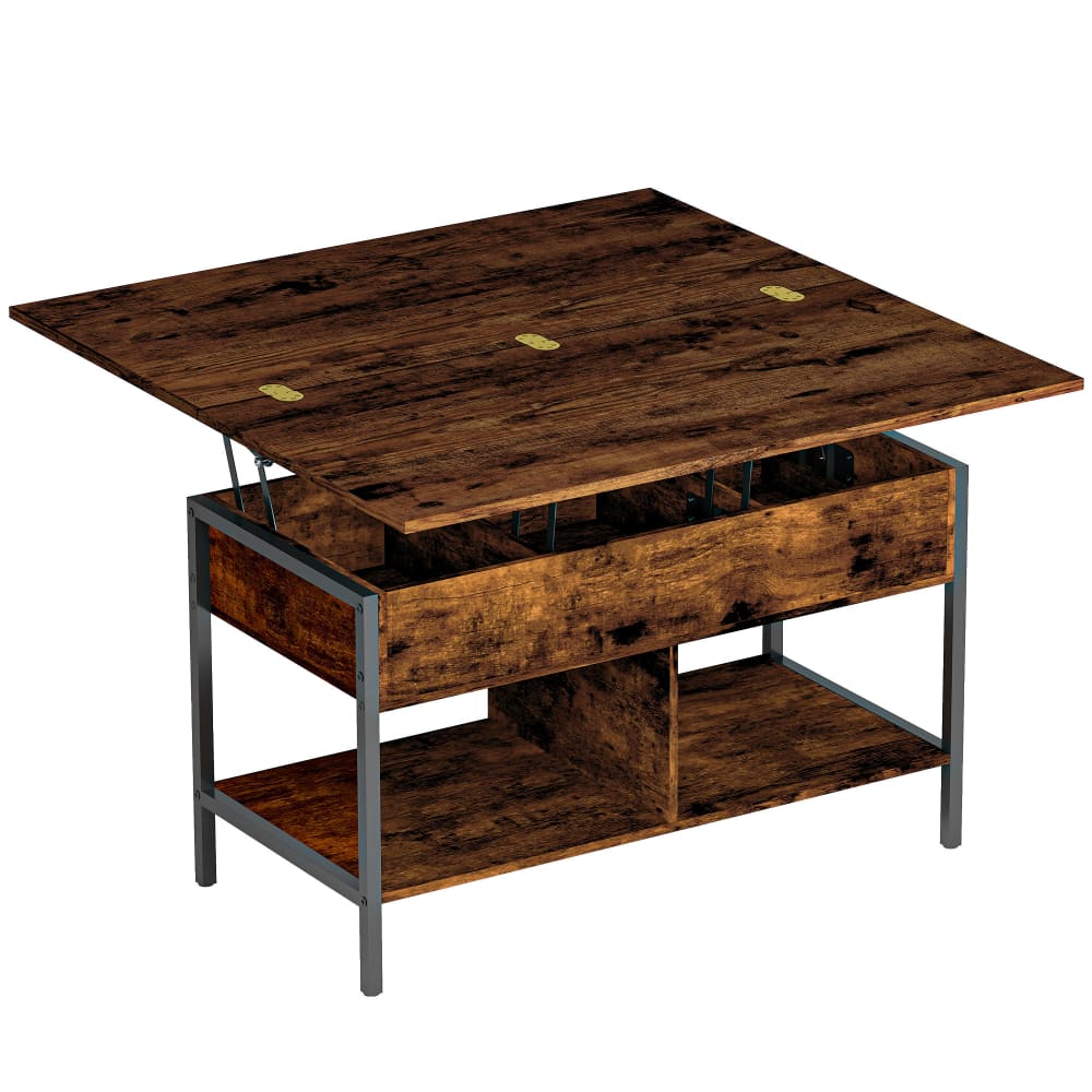 Table basse relevable et extensible panneau de particule brun rustique Table basse relevable et extensible panneau de particule brun rustique