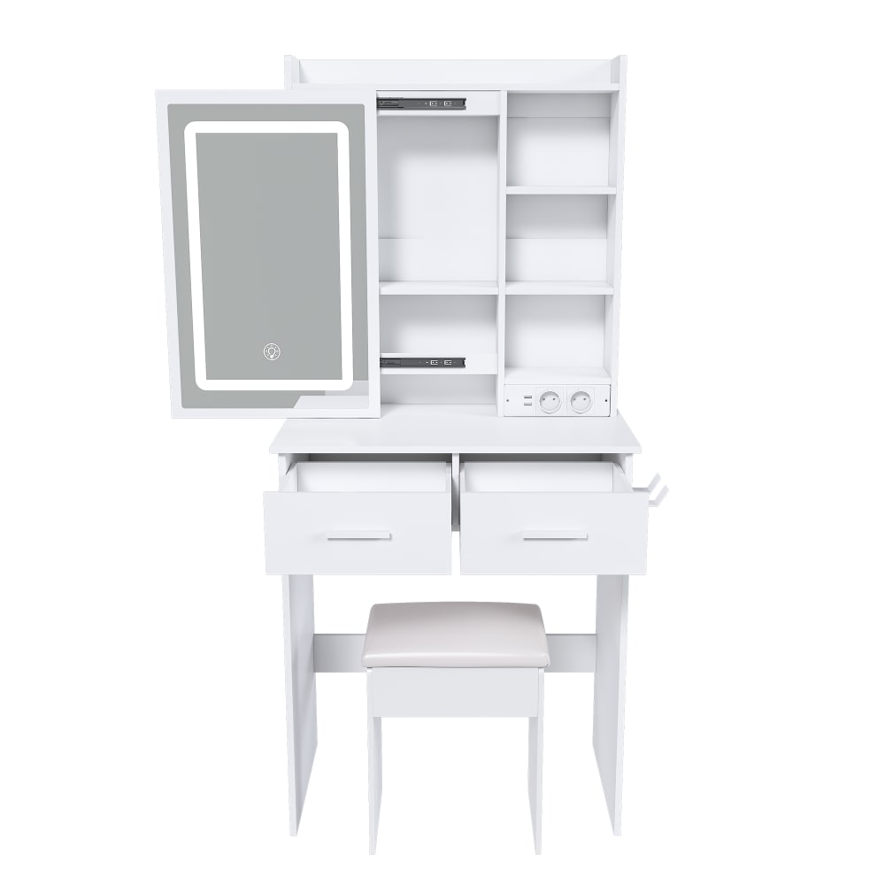 Coiffeuse blanche avec miroir 60 x 36 x 136 cm
