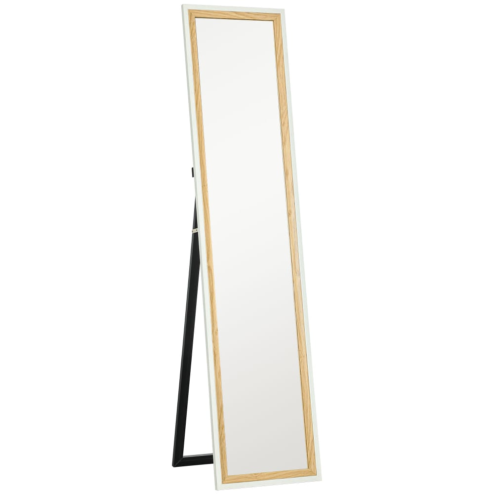 Miroir de sol pleine longueur 157 x 37 cm cadre en effet bois blanc
