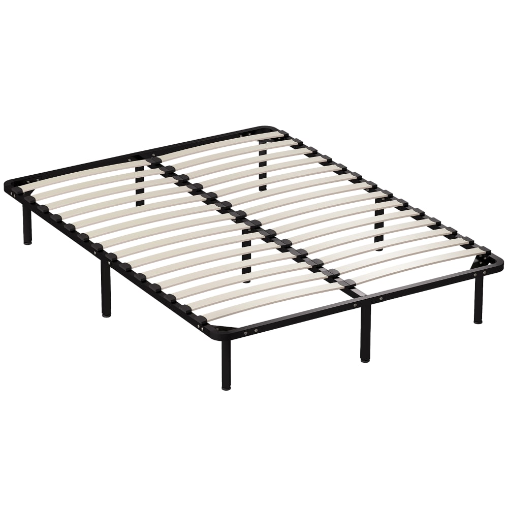 Cadre de lit 140 x 190 cm sommier à lattes et pied bois massif noir
